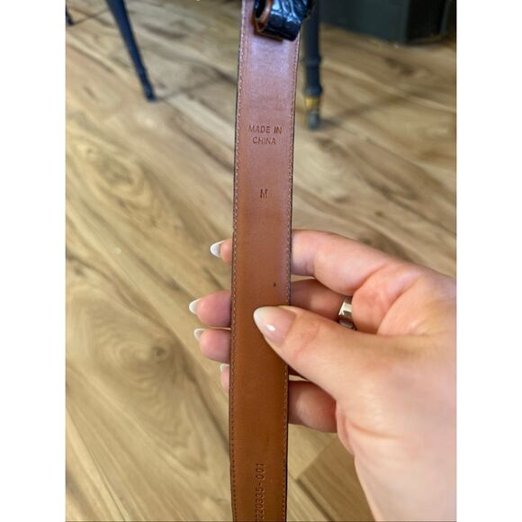 Ralph Lauren Women’s Crocodile Leather Black Belt Size M - Picture 4 of 8